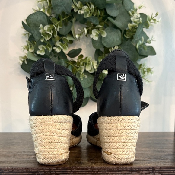 Sperry Black Espadrille Wedge Sandals - Picture 4 of 6